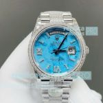 8+ Factory Swiss Clone Rolex Day-Date Gain Weight Turquoise Blue With Diamond President Bracelet 